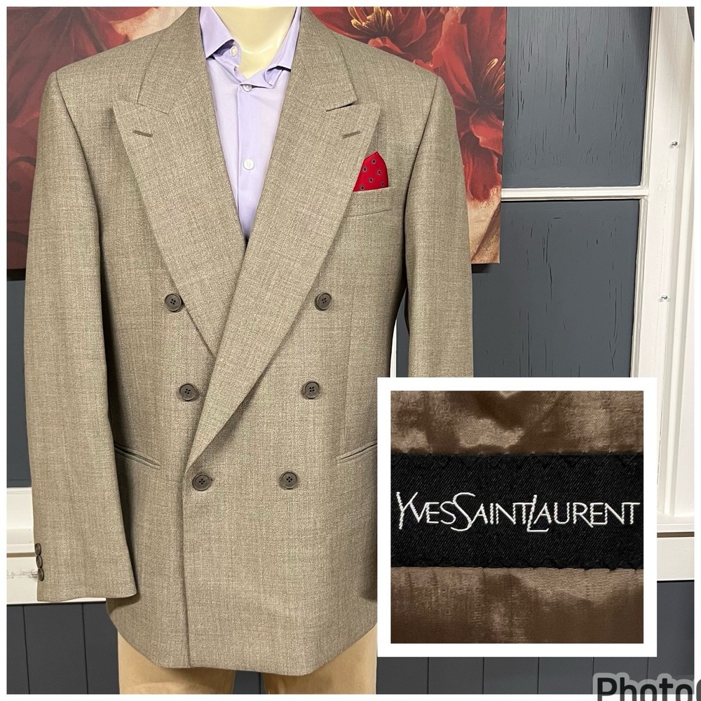 Vtg Yves Saint Laurent Double Breasted Blazer Men… - image 1